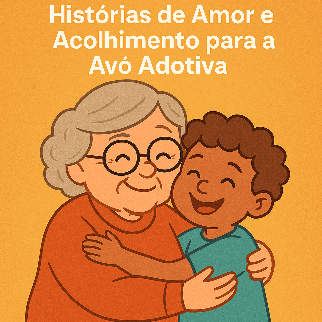 avó adotiva uma avó adotiva carinhosa com seus netos, com o título “Histórias de Amor e Acolhimento para a Avó Adotiva
